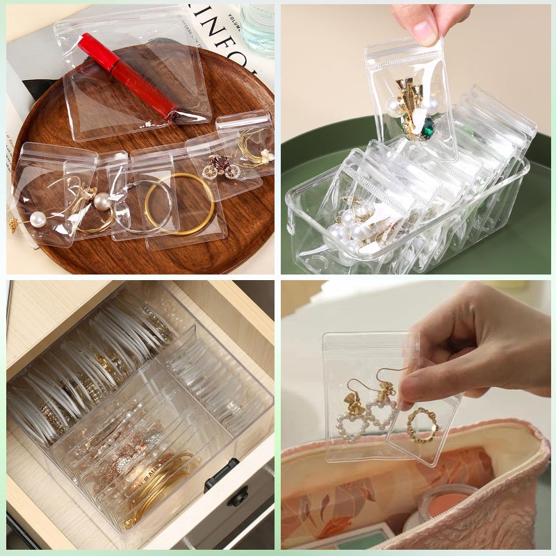Fnuiddt 100 Pack PVC Clear Jewelry Anti Oxidation Zipper Bag Antitarnish Plastic Bags for Packaging Jewelry Rings Earrings Transparent Poly Pouch (Clear  2.75?3.93 inch) - Image 5